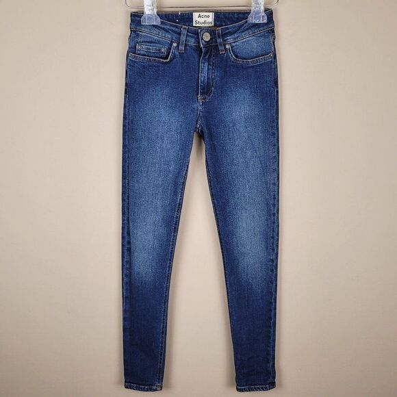 Acne Studios Size 23 Skin 5 Used Blue Skinny Cropped Jeans - Picture 2 of 11
